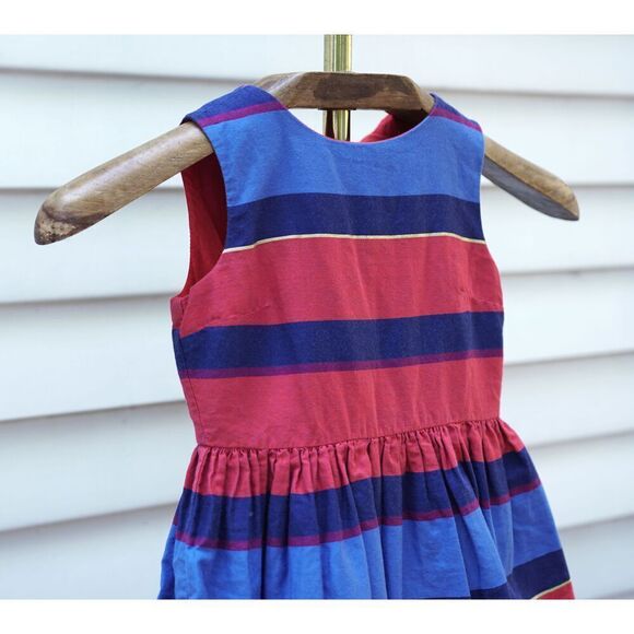 Tommy Hilfiger Girls Red Blue Striped Tulle Dress - Picture 2 of 6